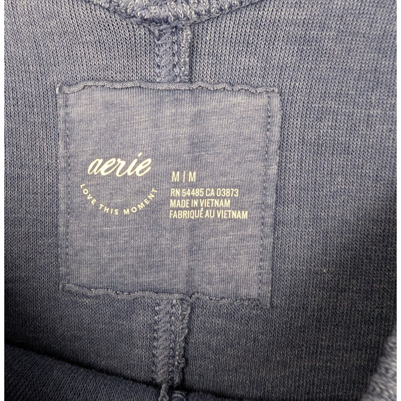Aerie Ribbed Sweatshirt Womens Medium Blue Knit Athleisure Minimal Oversized - Picture 5 of 5